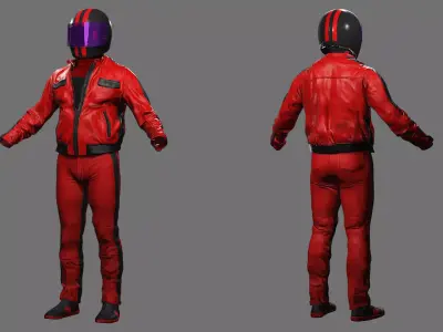 Redline Racer Realistic Outfit Low-poly 3D model