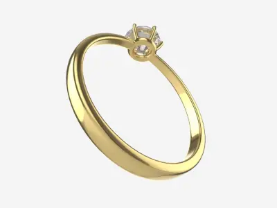 Gold Diamond Ring Jewelry 07 3D model