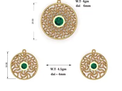 Circular Floral Jewellery Set 3D print model