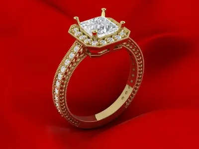 Luxury princess ring 3D print model