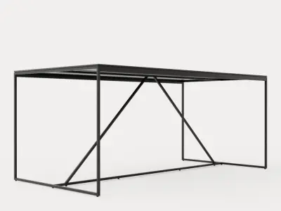 Indy Dining Table 180 Cm Glass Metal Low-poly 3D model