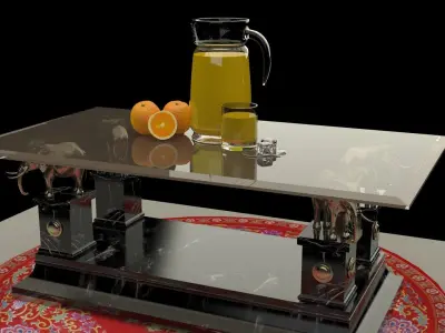 Chinese coffee table with orange juice jar 3D model