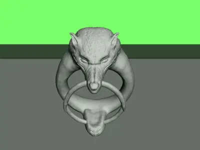 ring-wolf ring with head of tiger 3D model