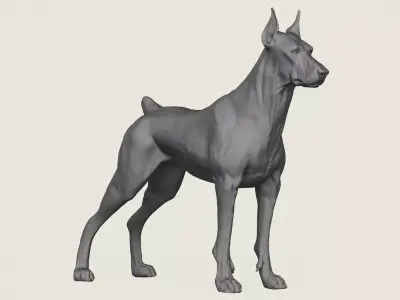 Doberman Dog Print Ready 3D Model 3D print model