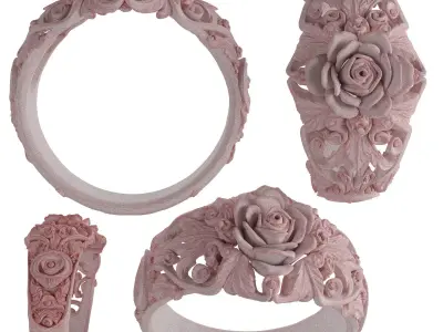 Golden rose Ring 3D print model