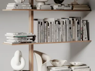 rack Minimalistic wooden shelving 07 3D model