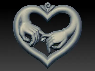 Hand Hands and Fingers Love Heart CNC files Art Wall Relief 3D print model