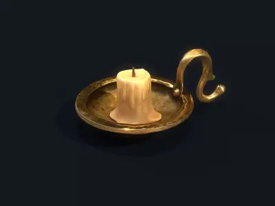 Brass Candle Holder Low-poly 3D model
