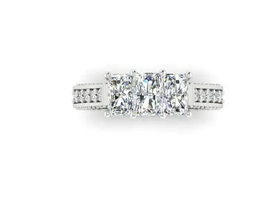 3-stone-trapezoid-diamond-engagement-ring 3D print model