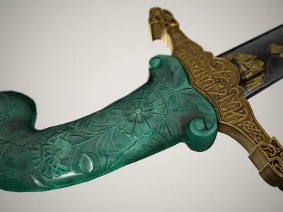 Jade-Hilt Kilij Low-poly 3D model