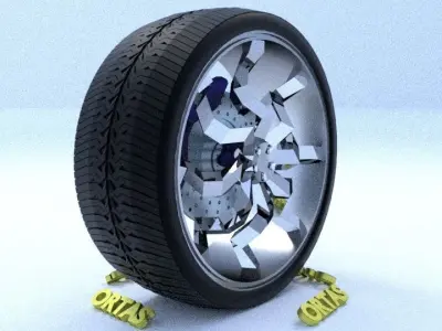 ORTAS CAR RIM 45-46 GAME READY RIM TIRE AND DISC 3D Model Pack