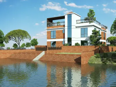 Modern Duplex Exterior Design 3D model