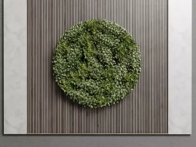 Circle Garden Wall Plant With Wooden Frame 43 Low-poly 3D model