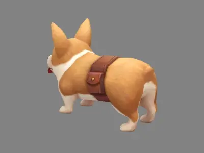 Cartoon puppy - Corgi - baby dog Low-poly 3D model