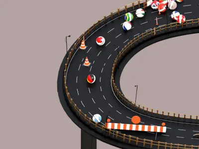 Country Marble Racing Track with 14 Country Balls Track 1 3D model