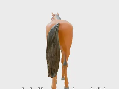 Bay Thoroughbred Horse Athletic Sculpture Low-poly 3D model