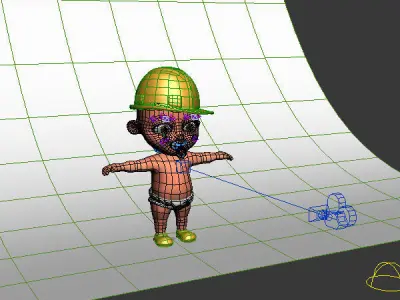 Worker baby Cartoon Rigged  3D model