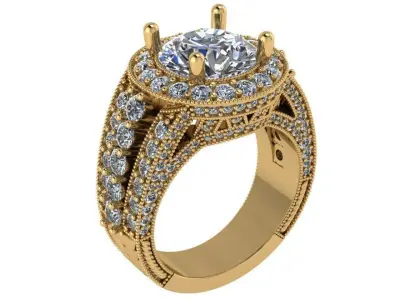 Round Halo Luxury Ring 0244 3D print model