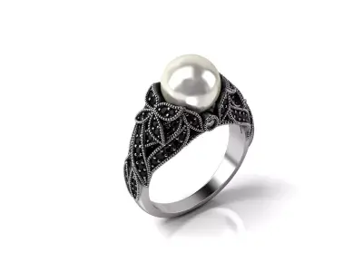 Huge Pearl Engagement Ring 3D print model