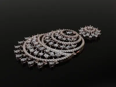 Luxury diamond Earring  3D print model  3D print model