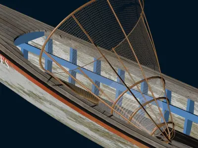 Inle Lake Motor Canoe Low-poly 3D model