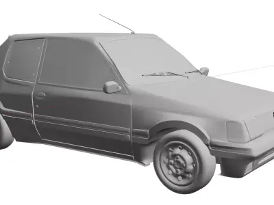 1980s Compact European Hatchback Car Red 3D Model Low-poly 3D model