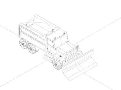 Cartoon Low Poly Snow Truck Low-poly 3D model