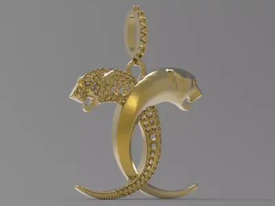 Double tiger stl 3d jewelry stl 3d pendant jp0404 3D print model