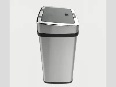 Modern Metal Trash Can Low Poly High Poly 3D model