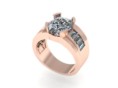 Men diamond ring 3d render 3D print model
