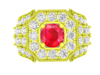 Luxury Halo Gemstone Men Ring 5124 3D print model