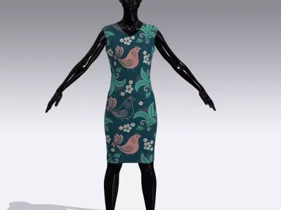Female Cloth Dress Low-poly 3D model