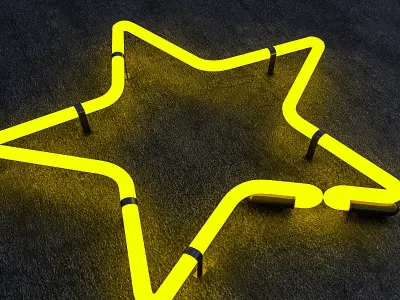 Star Neon Sign Low-poly 3D model