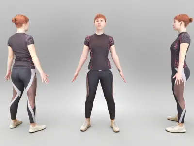 Athletic woman in tracksuit ready for animation 380 Low-poly 3D model