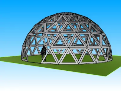 3D dome geodesic dome like frame structure with entry 3D model
