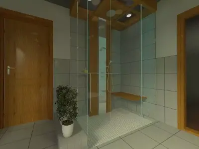 Modern Washroom with Raining Shower   3D model