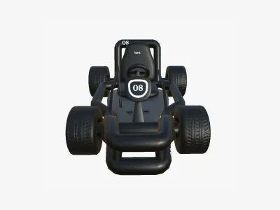 Cartoon Kart H09 Black - Vehicle Racing Design Low-poly 3D model