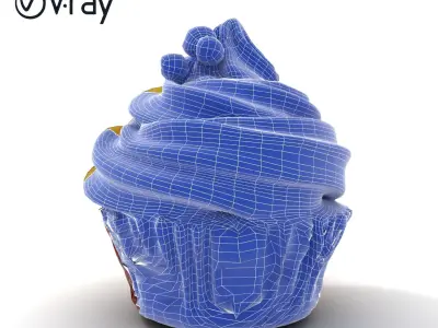 Delicious Red Velvet Cupcake model pack Low-poly 3D model