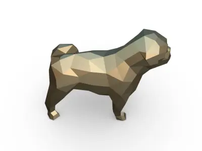 pug dog low poly 3D print model