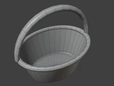 Wooden Wicker Basket 3D Model Low-poly 3D model