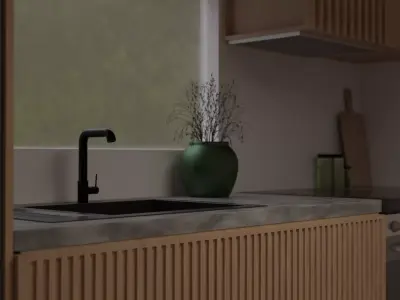 Scandinavian modern living room and Assets library 3D model