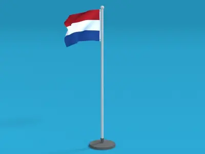 Low Poly Seamless Animated Netherlands Flag Low-poly 3D model