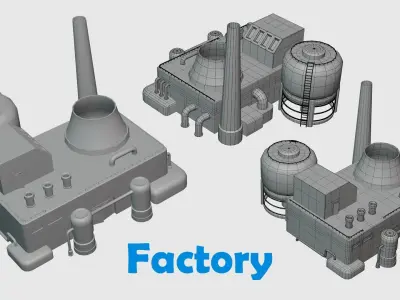 LOW-POLY Factories pack Low-poly 3D model