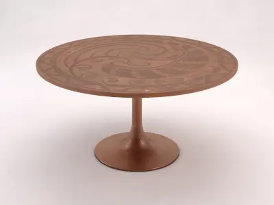 SIDE TABLE---Round support and monopod in copper 3D model