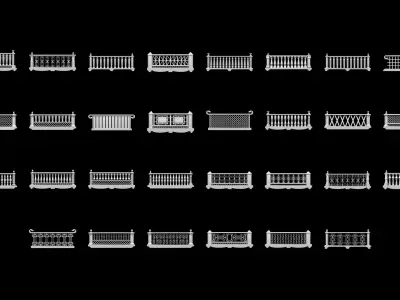Traditional Balcony Railings Base Mesh Vol 2 Low-poly 3D model