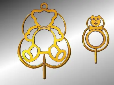 Gold Bear jewelry Free 3D print model