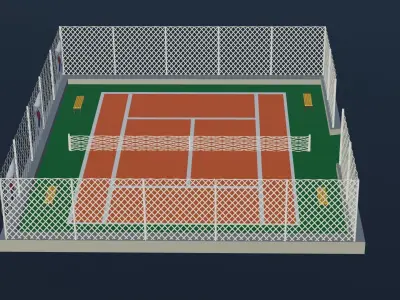 Tennis Court - South Korea Low-poly 3D model