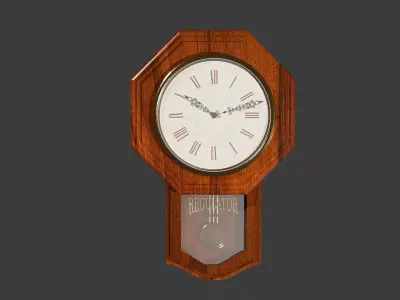 Classic Retro Regulator Wood Wall Clock Low-poly 3D model