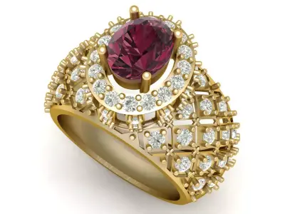 LUXURY CROWN RING 3D PRINTABLE MODEL 3D print model