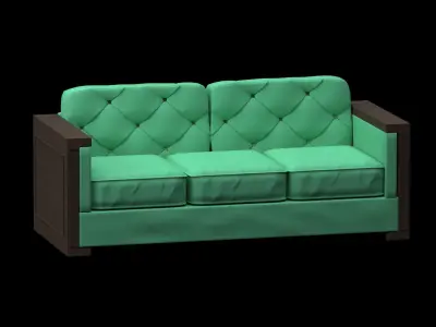 Sofa green vintage Free 3D model